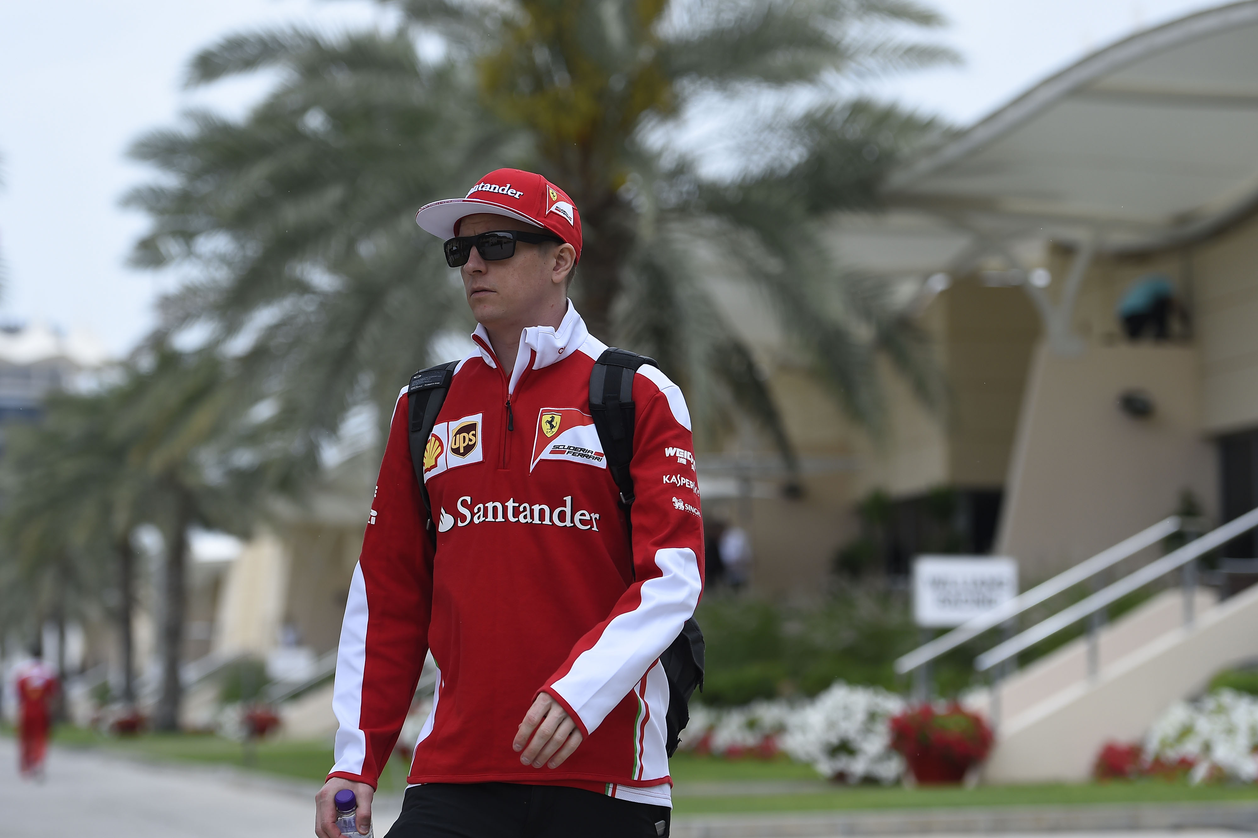 Ferrari's Kimi Raikkonen cuts a relaxed figure at Sakhir ahead of the track action.