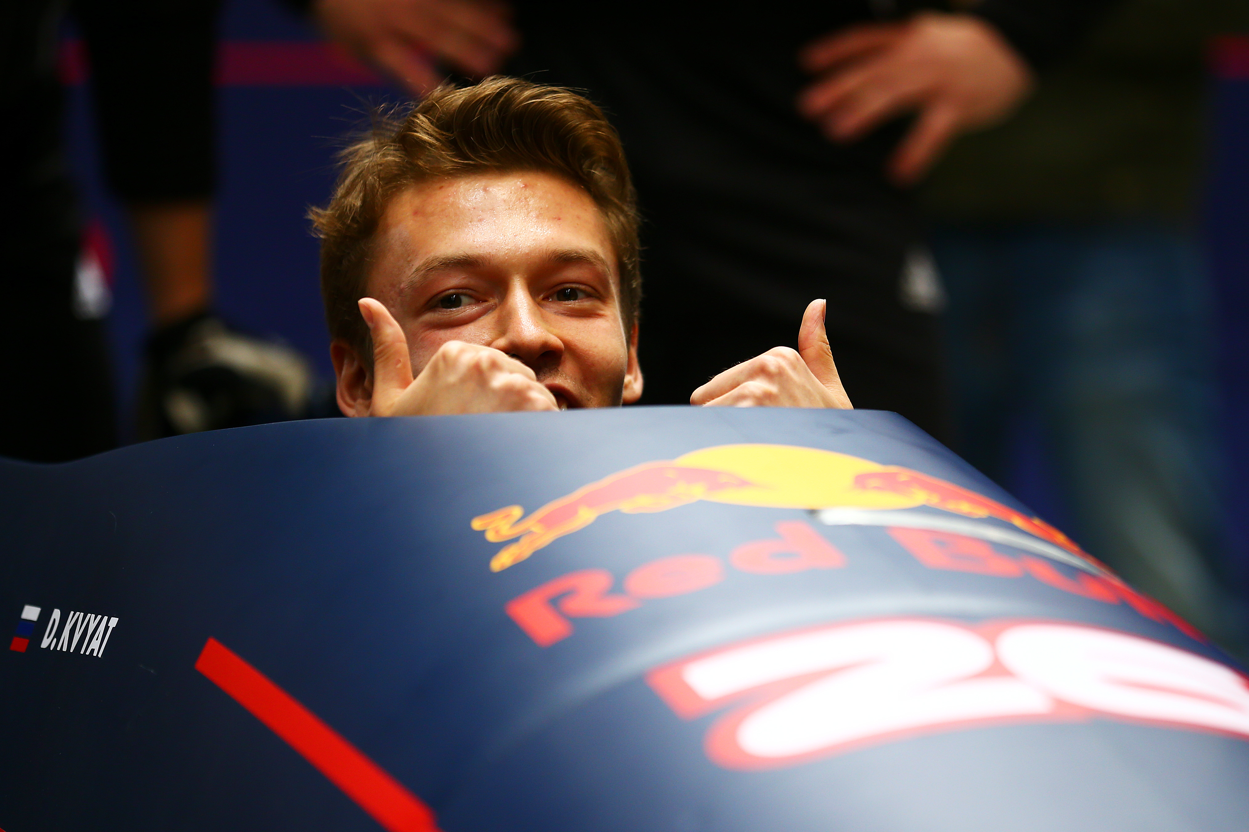 SOCHI, RUSSIA - APRIL 27: Daniil Kvyat of Russia and Red Bull Racing sits in a bobsleigh during previews to the Formula One Grand Prix of Russia at Sanki Sliding Centre on April 27, 2016 in Sochi, Russia. (Photo by Dan Istitene/Getty Images)